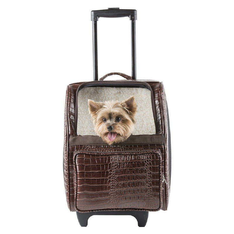 Dog Carrier - Brown RIO Croco Rolling Pet Carrier by Petote
