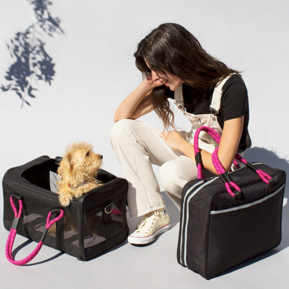 Pet Carrier - Black/Magenta Dog Carrier by Roverlund