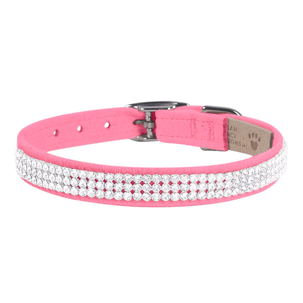 Giltmore 3-Row Crystal Pet Collar: Perfect Pink