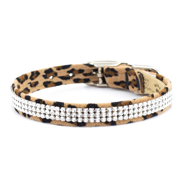 Giltmore 3-Row Crystal Pet Collar: Cheetah
